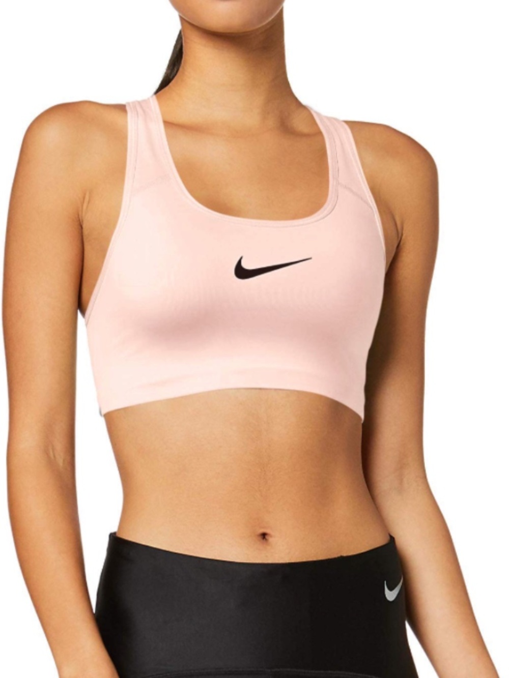 Nike Light Pink Sports Bra with Black Swoosh | S